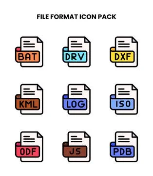 File Format Lineal Color UI Icons Pack 스톡 일러스트