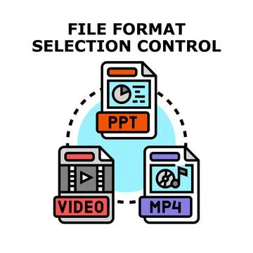 File format selection control choosing digital media options Stock Illustration
