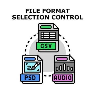 File format selection control choosing different data types 스톡 일러스트