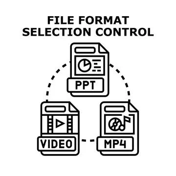 File format selection control choosing digital media options Stock Illustration