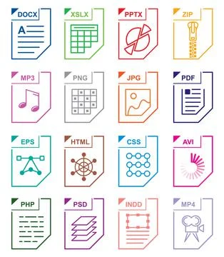 File format set icons Illustrazione stock