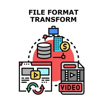 File format transform process converting business data イラスト素材