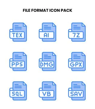 File Format Two Colour Bundle Icons Pack Stock Illustration