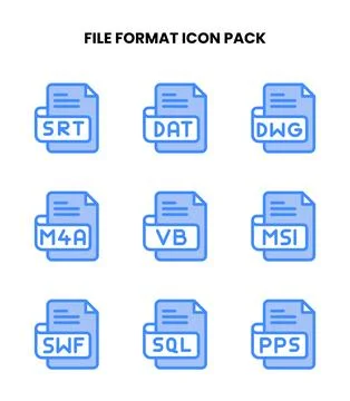File Format Two Colour Collection Icons Pack Stock Illustration