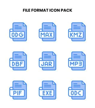 File Format Two Colour Scalable Icons Pack Stock Illustration