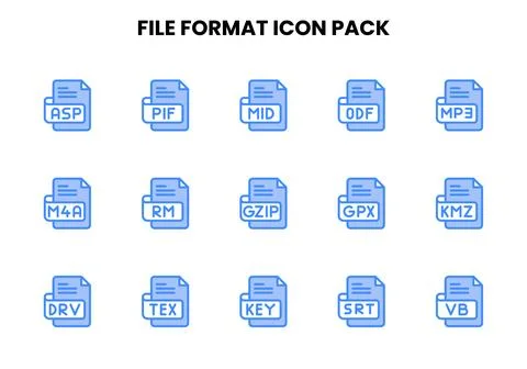 File Format Two Colour Set Icons Pack Illustrazione stock