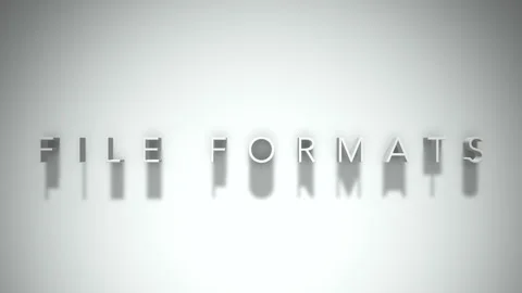 File formats 3D title animation white text on a white background Stock Footage 298897991