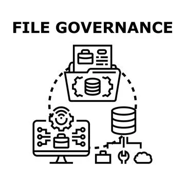 File governance managing digital data and information archives Stock Illustration