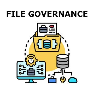 File governance managing digital data and information archives Stock Illustration