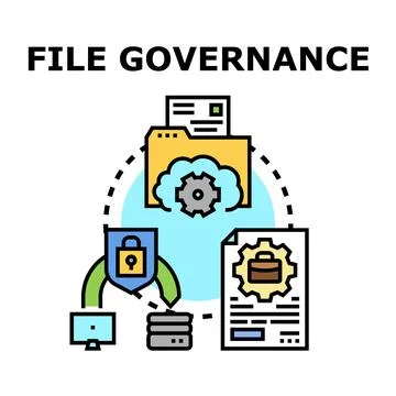 File governance system controlling online information management Stock Illustration