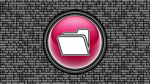 File icon. Binary code ( array of bits ) in the screen. Looping footage. Stock Footage 123836506