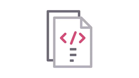 A file icon featuring a code symbol, representing programming or coding-rel.. 動画素材 335012083