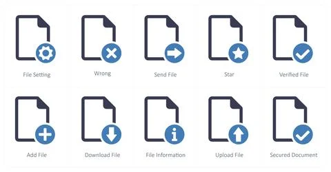 File icons as file setting, wrong, send file Stock Illustration