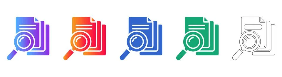 File Inspection and Data Verification Icons Stockillustratie