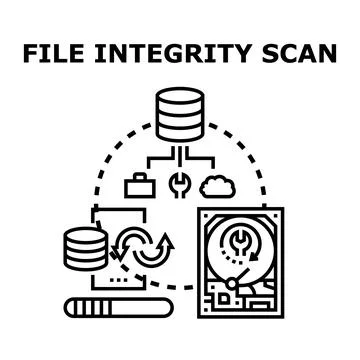File integrity scan detecting digital data security Stock Illustration