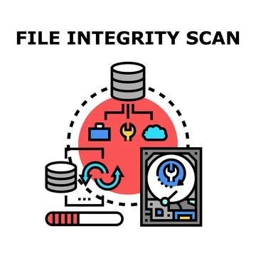 File integrity scan detecting digital data security Stock Illustration