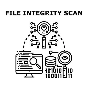 File integrity scan detecting system security threats Stock Illustration