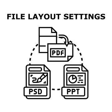 File layout settings adjusting document format options Stock Illustration