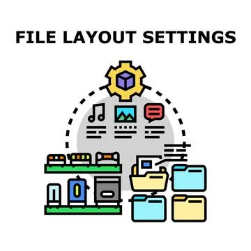 File layout settings arranging digital documents organization Stock Illustration