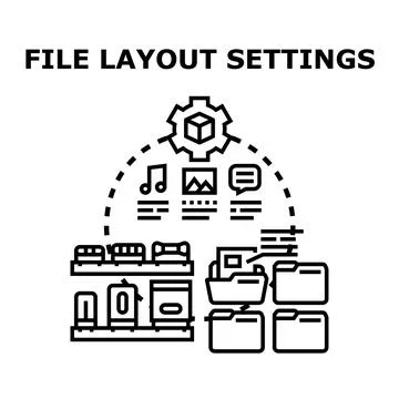 File layout settings arranging digital documents organization Stock Illustration