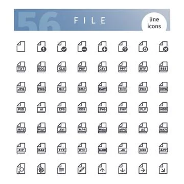 File Line Icons Set Stock Illustration