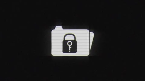File lock in glitch effect mp4 video Stock Illustration