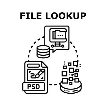File lookup concept illustrating data organization and search Stock Illustration