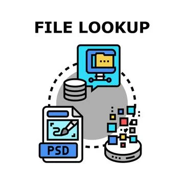 File lookup concept illustrating data organization and search Stock Illustration