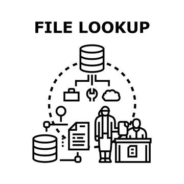File lookup process accessing information from various data sources イラスト素材