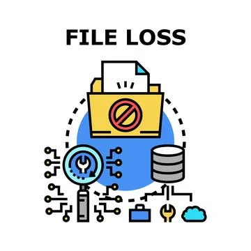 File loss concept illustrating data recovery process 스톡 일러스트