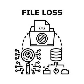 File loss concept illustrating data recovery process Stock Illustration
