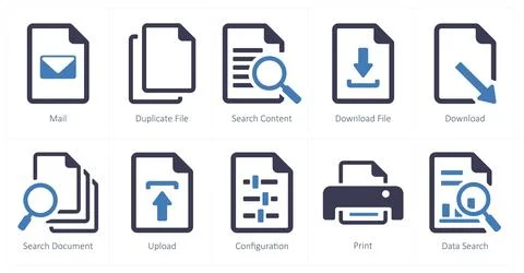 File as mail, duplicate file, search content Stock Illustration