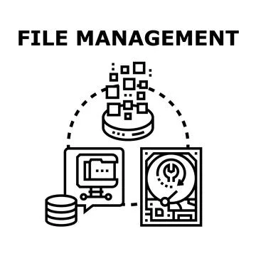 File management concept with data transferring and organizing Stock Illustration