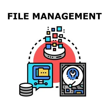 File management concept with data transferring and organizing Stock Illustration