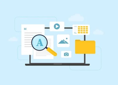File Management concept. FTP or Cloud Software for Data Handling. File manager Stock Illustration