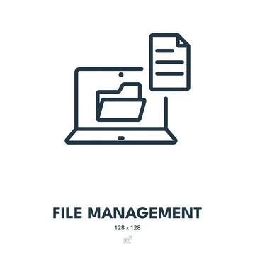 File Management Icon. Document, Folder, Information. Editable Stroke Stock Illustration