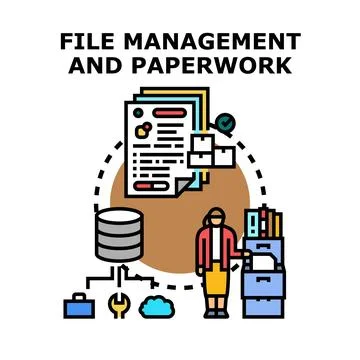 File management paperwork documentation processing concept illustration Stock Illustration