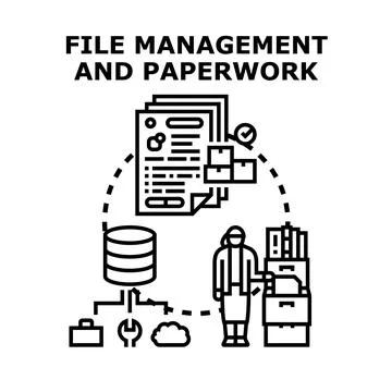 File management paperwork documentation processing concept illustration Stock Illustration