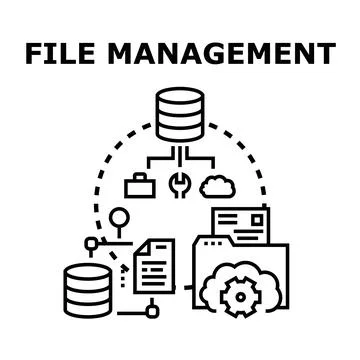 File management system organizing digital information data Stock Illustration