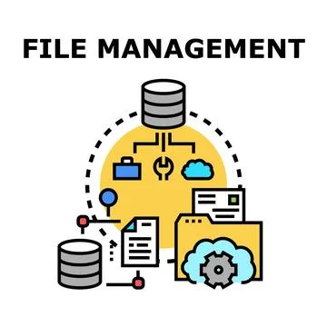 File management system organizing digital information data Stock Illustration