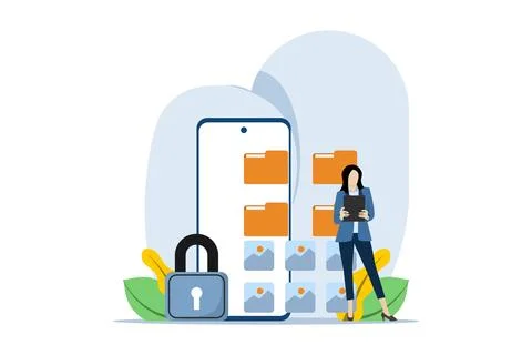 File manager and data storage concept. file management administration. Illustrazione stock