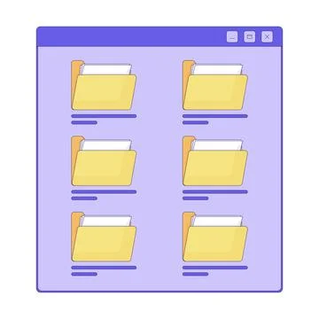 File manager window with folders 2D cartoon object Illustrazione stock