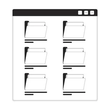File manager window with folders 2D line object 스톡 일러스트