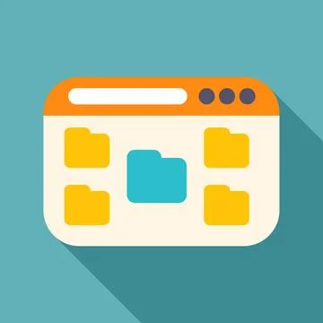 File manager window showing folders and data organization Stock Illustration