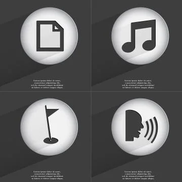 File, Note, Golf hole, Talk icon sign. Set of buttons with a flat design. Vector イラスト素材