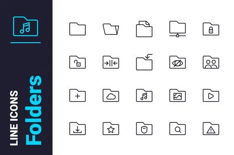 File organization and document archive icons set 스톡 일러스트