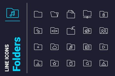 File organization and document archive icons set 스톡 일러스트