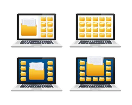File organization. Archive Managing. Data filing. Vector stock illustration. Stock Illustration
