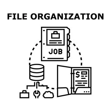 File organization concept for data management and job searching Stock Illustration