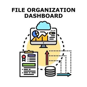 File organization dashboard data management concept Stock Illustration